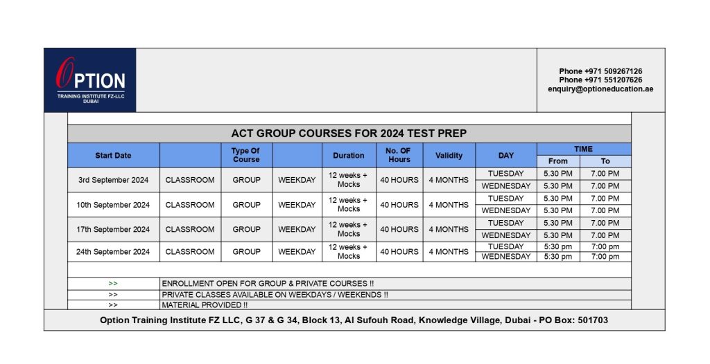 ACT CLASSES IN DUBAI