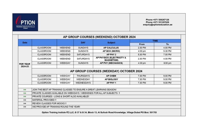 AP CLASSES IN DUBAI