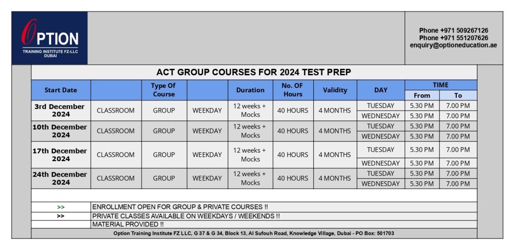 ACT CLASSES IN DUBAI