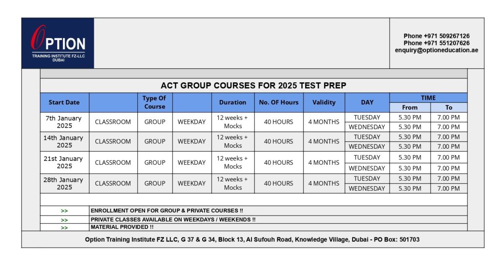 ACT CLASSES IN DUBAI