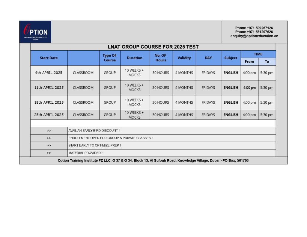 LNAT Training Dubai