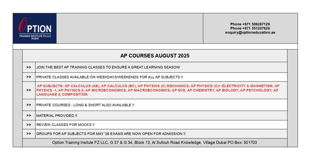AP classes in dubai