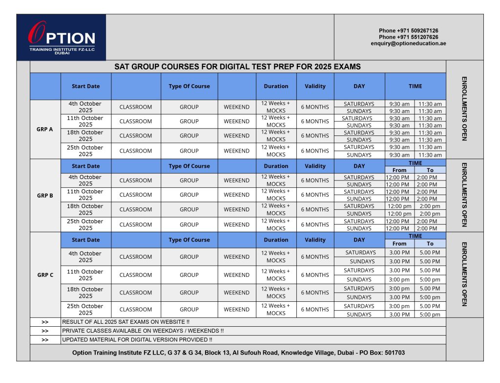 SAT Group Courses 2025