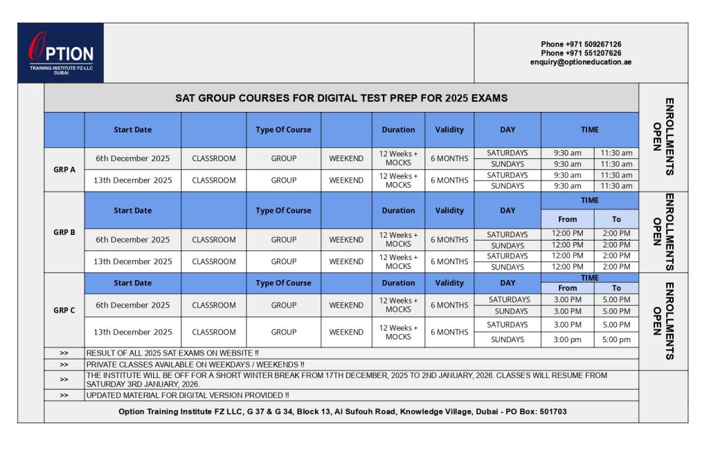 sat classes in dubai