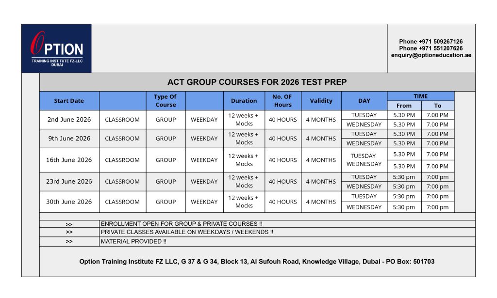 ACT CLASSES IN DUBAI