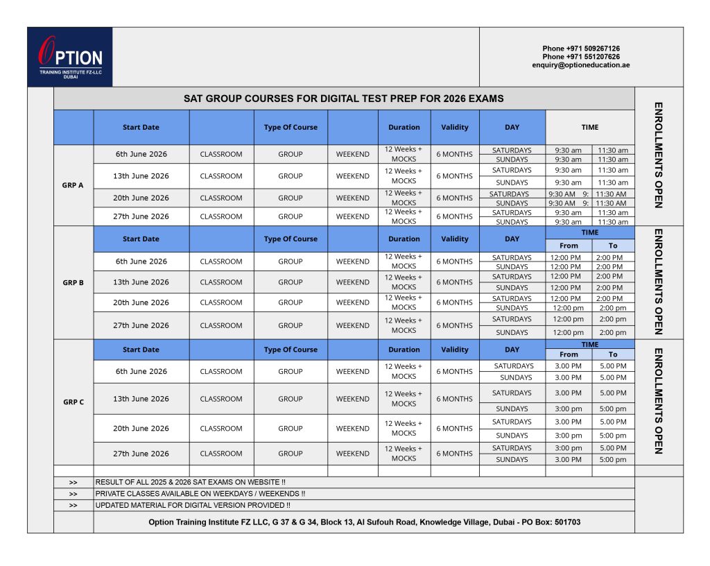 SAT CLASSES IN DUBAI