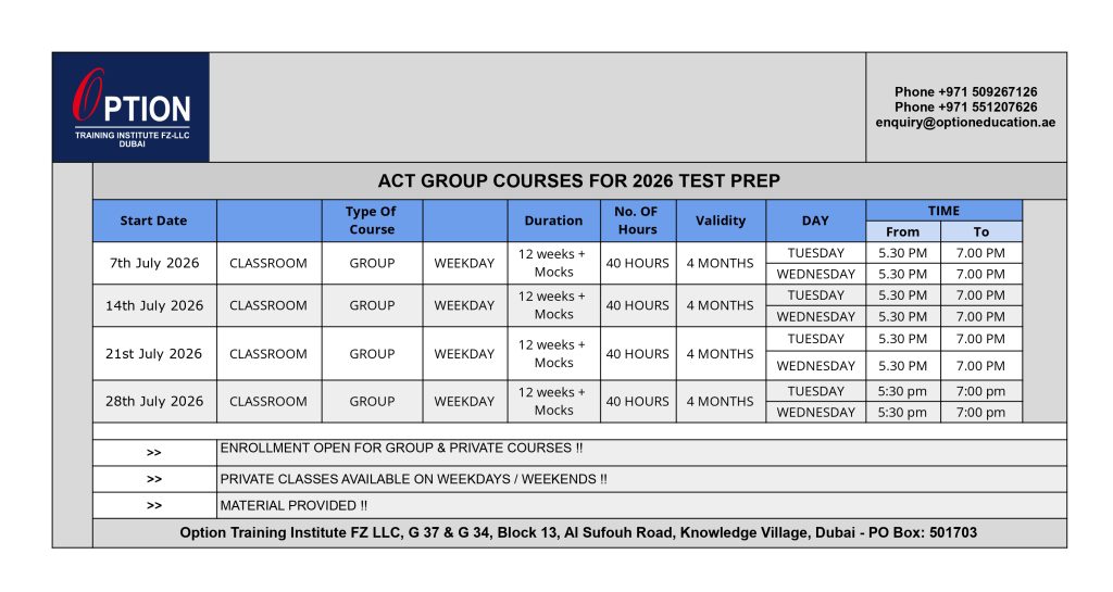 ACT Test Preparation Course in Dubai