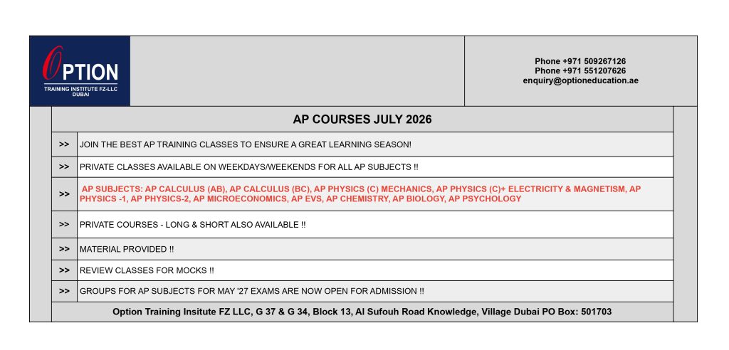 AP Classes in Dubai, UAE