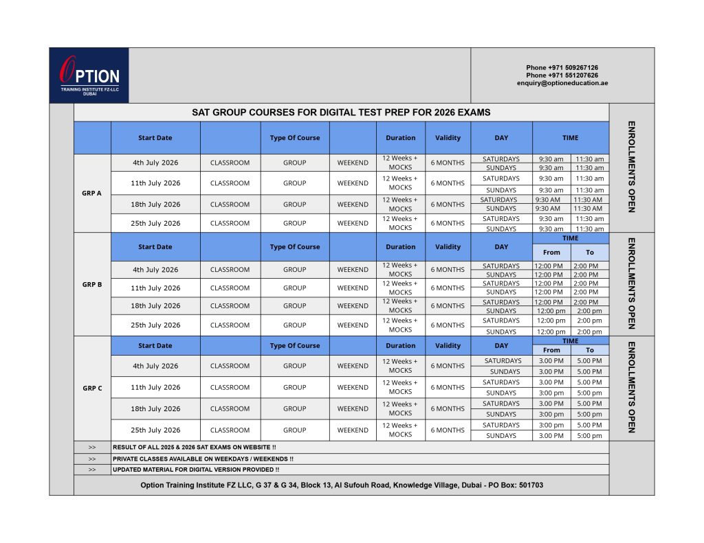 sat classes in dubai