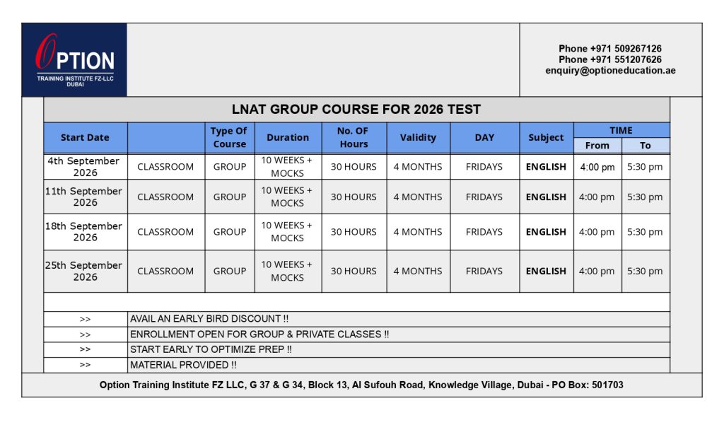 LNAT classes in dubai