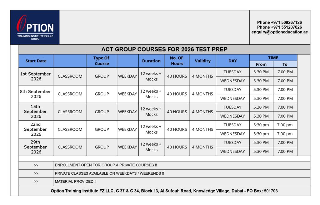 ACT classes in dubai