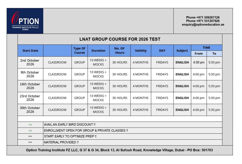 LNAT classes in dubai